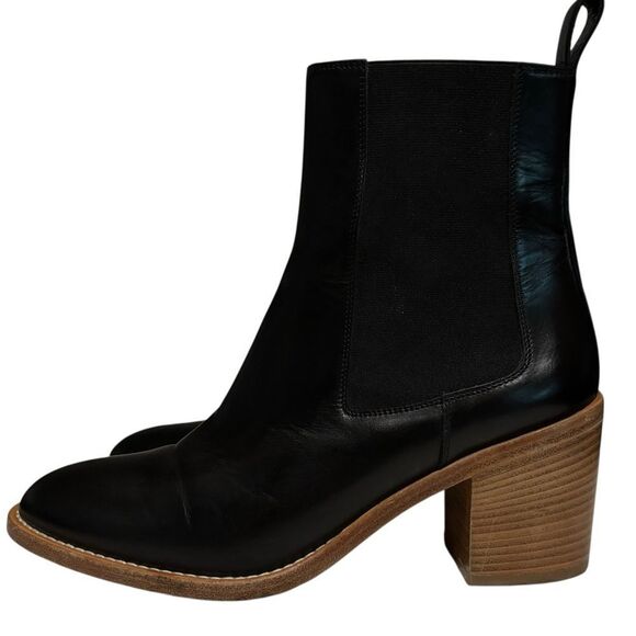 Jenni Kayne Frankie Elegant Black Leather Chelsea Ankle Luxury Boots 7 - Picture 2 of 11